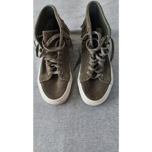 Vans Women Suede Leather Skate Fringed Moccasin Green Women Sz 8 Men 6.5